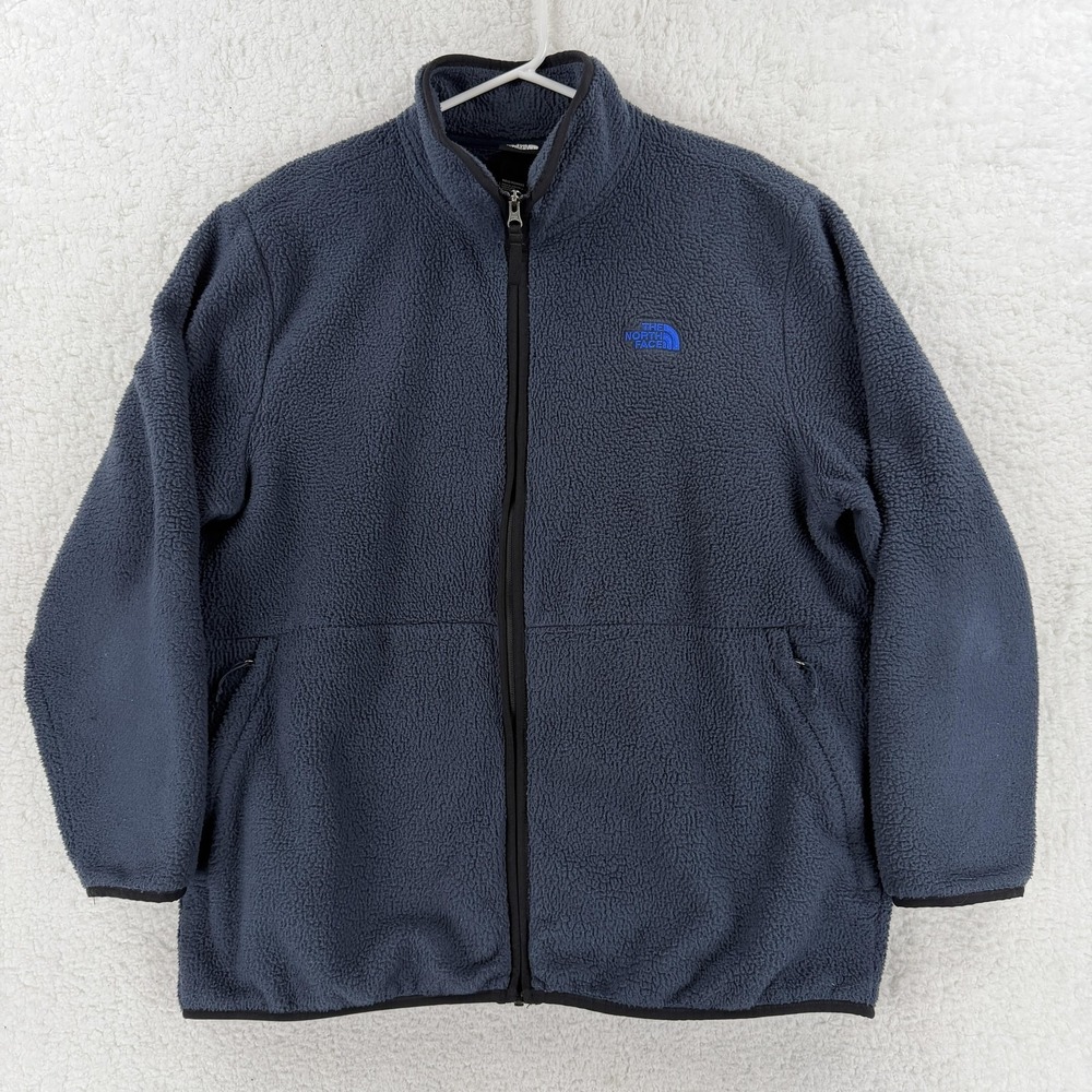 The North Face Jacket Mens XL Blue Sherpa Fleece Full Zip Outdoor Hiking